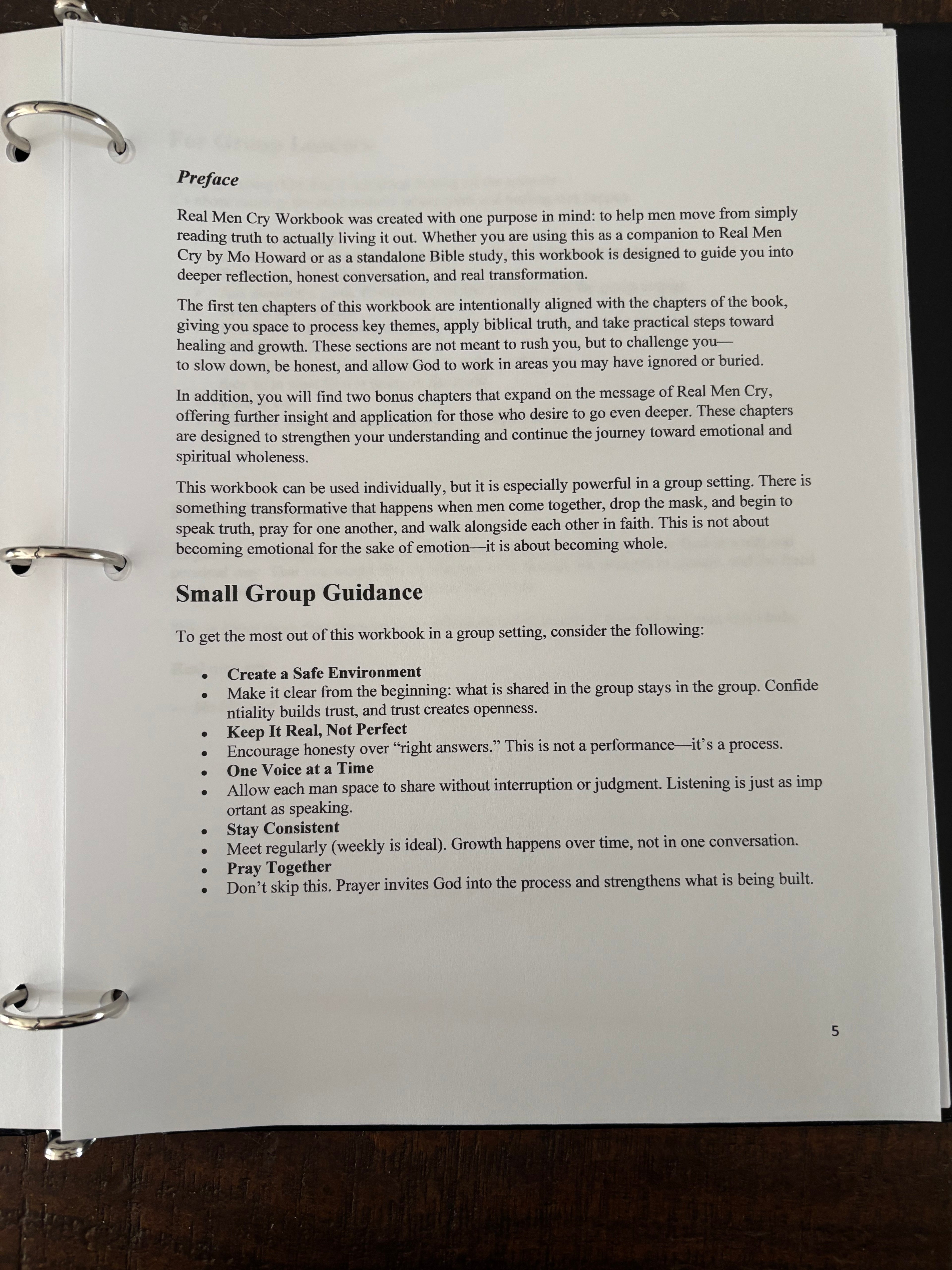 Real Men Cry Companion Work Book