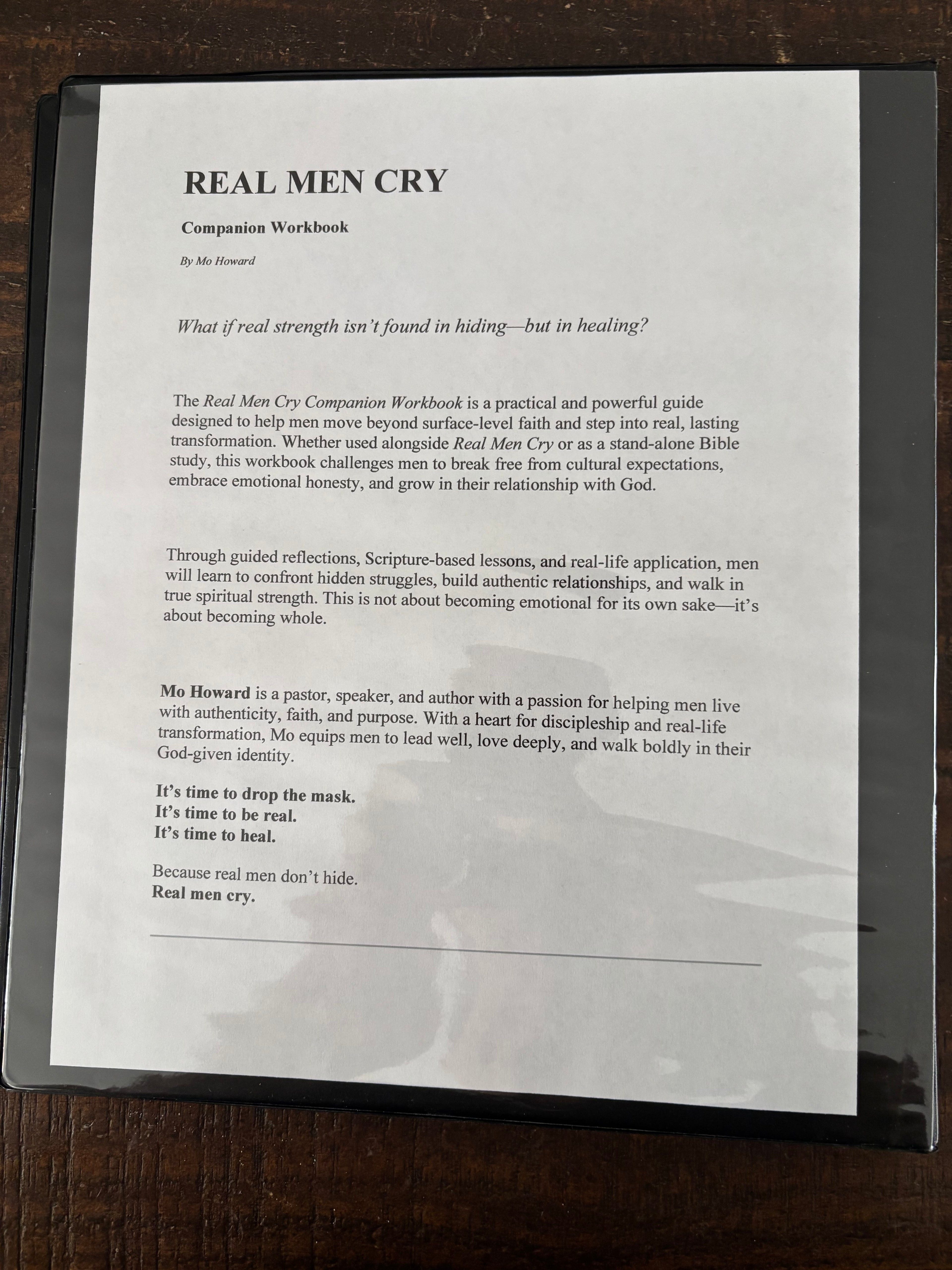 Real Men Cry Companion Work Book